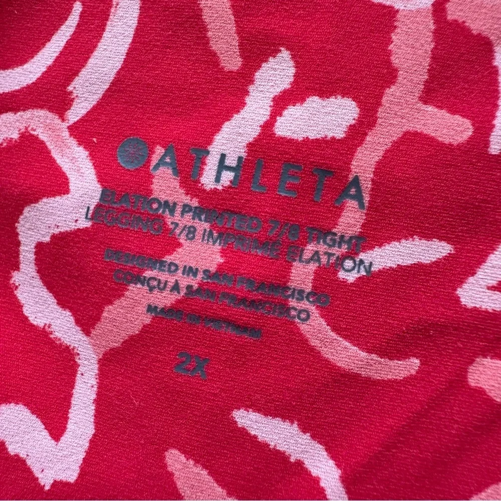 Athleta Leggings Red Pink Plus Size 2X Elation Printed Abstract Floral